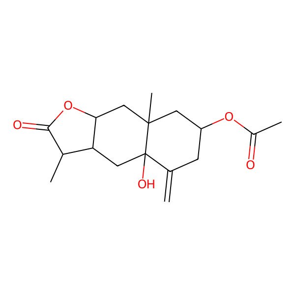 2D Structure of (4a-Hydroxy-3,8a-dimethyl-5-methylidene-2-oxo-3,3a,4,6,7,8,9,9a-octahydrobenzo[f][1]benzofuran-7-yl) acetate