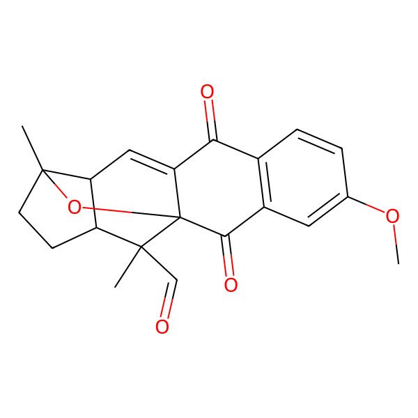 2D Structure of 5-Methoxy-16,18-dimethyl-2,9-dioxo-17-oxapentacyclo[11.4.1.01,10.03,8.012,16]octadeca-3(8),4,6,10-tetraene-18-carbaldehyde