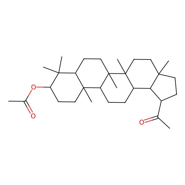2D Structure of [(1R,3aR,5aR,5bR,7aR,9S,11aR,11bR,13aR,13bS)-1-acetyl-3a,5a,5b,8,8,11a-hexamethyl-1,2,3,4,5,6,7,7a,9,10,11,11b,12,13,13a,13b-hexadecahydrocyclopenta[a]chrysen-9-yl] acetate