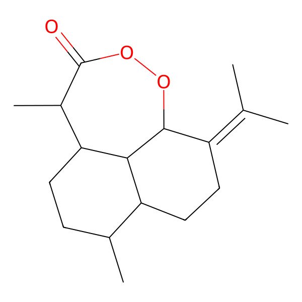 2D Structure of (1R,4R,5S,9S,13R,14S)-4,13-dimethyl-8-propan-2-ylidene-10,11-dioxatricyclo[7.4.1.05,14]tetradecan-12-one