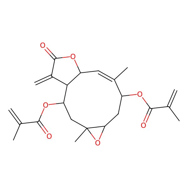 2D Structure of [4,9-Dimethyl-14-methylidene-2-(2-methylprop-2-enoyloxy)-13-oxo-5,12-dioxatricyclo[9.3.0.04,6]tetradec-9-en-8-yl] 2-methylprop-2-enoate