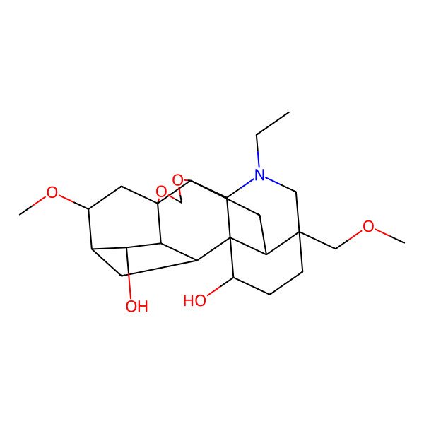2D Structure of (1S,2R,3R,4S,5S,6S,8R,12R,13S,16S,19S,20R)-14-ethyl-6-methoxy-16-(methoxymethyl)-9,11-dioxa-14-azaheptacyclo[10.7.2.12,5.01,13.03,8.08,12.016,20]docosane-4,19-diol