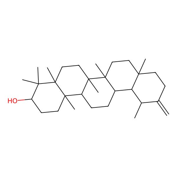 2D Structure of (3S,4aR,6aR,6aR,6bR,8aR,12S,12aS,14aS,14bR)-4,4,4a,6a,6b,8a,12,14b-octamethyl-11-methylidene-2,3,5,6,6a,7,8,9,10,12,12a,13,14,14a-tetradecahydro-1H-picen-3-ol
