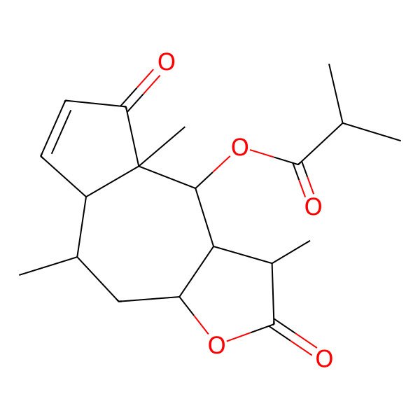 2D Structure of [(3aR,5aS,8aR,9aS)-1,5,8a-trimethyl-2,8-dioxo-3a,4,5,5a,9,9a-hexahydro-1H-azuleno[6,5-b]furan-9-yl] 2-methylpropanoate