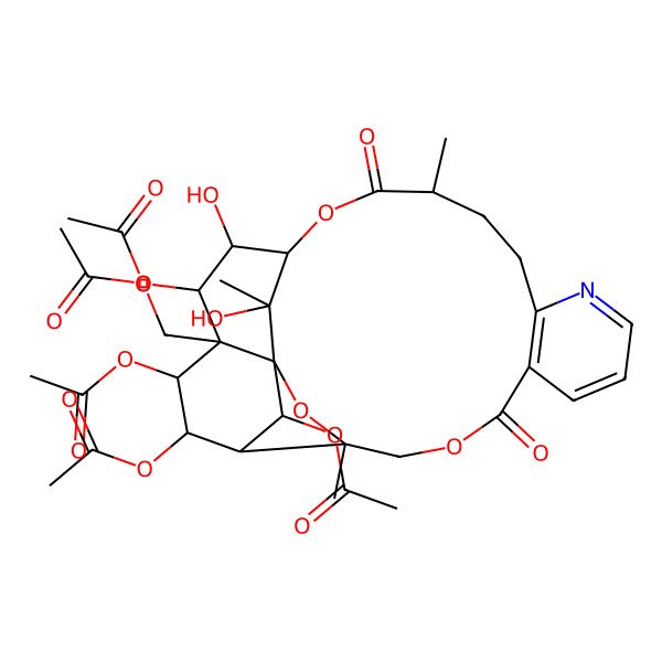 2D Structure of (20,22,23,25-Tetraacetyloxy-19,26-dihydroxy-3,15,26-trimethyl-6,16-dioxo-2,5,17-trioxa-11-azapentacyclo[16.7.1.01,21.03,24.07,12]hexacosa-7(12),8,10-trien-21-yl)methyl acetate