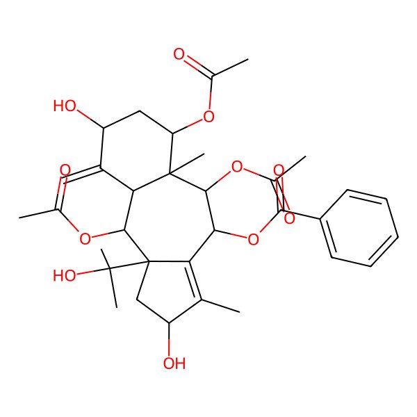 2D Structure of [5,6,10-triacetyloxy-2,8-dihydroxy-10a-(2-hydroxypropan-2-yl)-3,5a-dimethyl-9-methylidene-2,4,5,6,7,8,9a,10-octahydro-1H-benzo[g]azulen-4-yl] benzoate