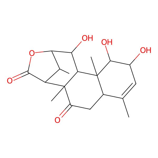 2D Structure of (1R,2R,5R,8R,9R,10R,11S,12R,13S,16S)-8,9,12-trihydroxy-2,6,10,16-tetramethyl-14-oxatetracyclo[11.2.1.02,11.05,10]hexadec-6-ene-3,15-dione