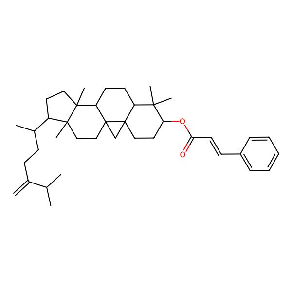 2D Structure of [7,7,12,16-Tetramethyl-15-(6-methyl-5-methylideneheptan-2-yl)-6-pentacyclo[9.7.0.01,3.03,8.012,16]octadecanyl] 3-phenylprop-2-enoate