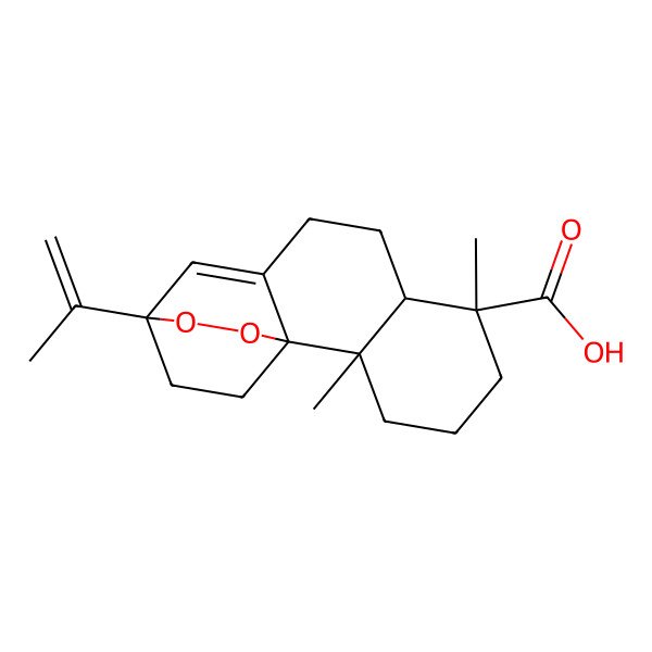 2D Structure of (1S,2S,6S,7R,12R)-2,6-dimethyl-12-prop-1-en-2-yl-13,14-dioxatetracyclo[10.2.2.01,10.02,7]hexadec-10-ene-6-carboxylic acid