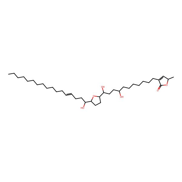 2D Structure of (2S)-4-[(8R,11R)-8,11-dihydroxy-11-[(2R,5R)-5-[(Z,1R)-1-hydroxyheptadec-4-enyl]oxolan-2-yl]undecyl]-2-methyl-2H-furan-5-one