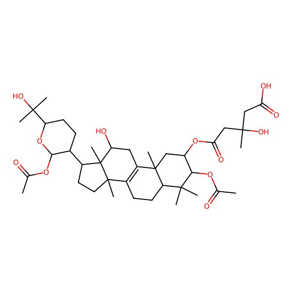 2D Structure of (3S)-5-[[(2R,3R,5R,10S,12S,13R,14S,17R)-3-acetyloxy-17-[(2R,3R,6R)-2-acetyloxy-6-(2-hydroxypropan-2-yl)oxan-3-yl]-12-hydroxy-4,4,10,13,14-pentamethyl-2,3,5,6,7,11,12,15,16,17-decahydro-1H-cyclopenta[a]phenanthren-2-yl]oxy]-3-hydroxy-3-methyl-5-oxopentanoic acid