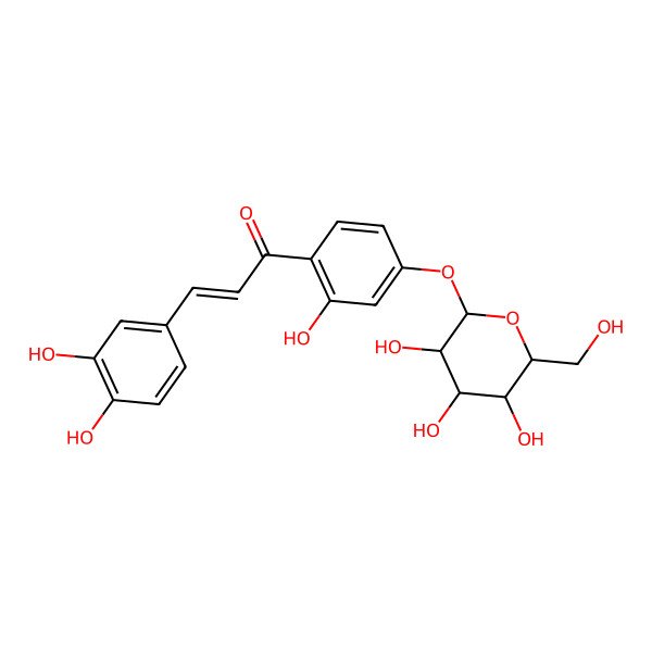 2D Structure of 3-(3,4-Dihydroxyphenyl)-1-[2-hydroxy-4-[3,4,5-trihydroxy-6-(hydroxymethyl)oxan-2-yl]oxyphenyl]prop-2-en-1-one