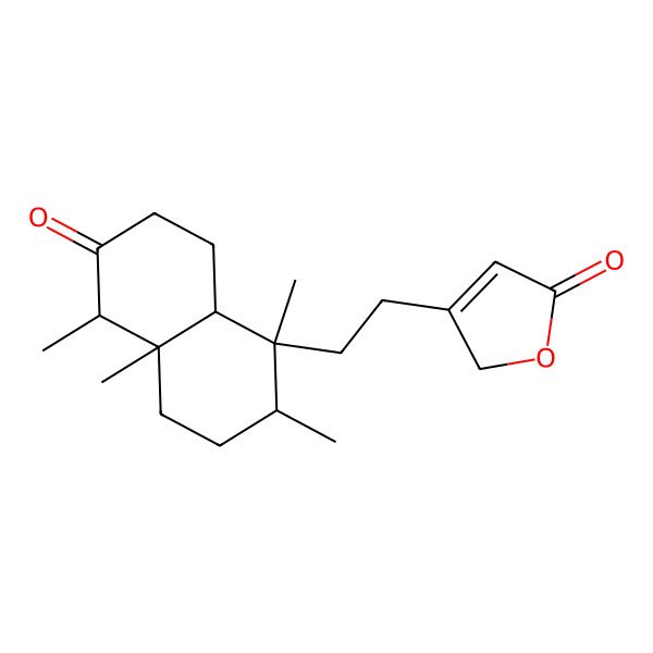 2D Structure of 3-[2-[(1S,2R,4aR,5S,8aR)-1,2,4a,5-tetramethyl-6-oxo-3,4,5,7,8,8a-hexahydro-2H-naphthalen-1-yl]ethyl]-2H-furan-5-one
