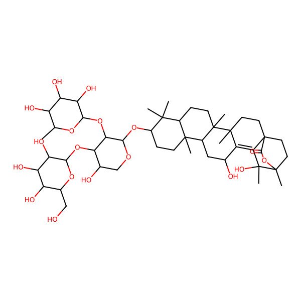 2D Structure of (1R,4S,5R,8R,10S,13R,14R,16R,19S,20S)-16,19-dihydroxy-10-[(2S,3R,4S,5S)-5-hydroxy-4-[(2S,3R,4S,5S,6R)-3,4,5-trihydroxy-6-(hydroxymethyl)oxan-2-yl]oxy-3-[(2S,3R,4R,5R,6S)-3,4,5-trihydroxy-6-methyloxan-2-yl]oxyoxan-2-yl]oxy-4,5,9,9,13,19,20-heptamethyl-21-oxahexacyclo[18.2.2.01,18.04,17.05,14.08,13]tetracos-17-en-22-one