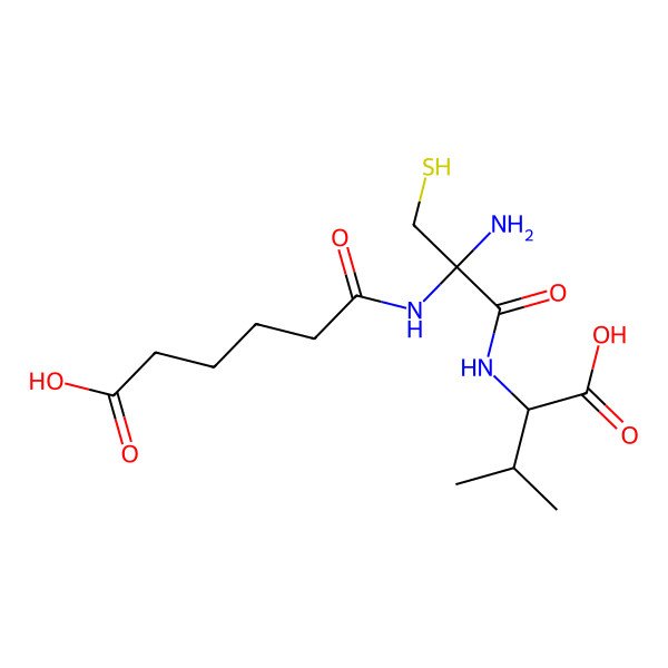 2D Structure of 6-[[(2R)-2-amino-1-[[(1S)-1-carboxy-2-methylpropyl]amino]-1-oxo-3-sulfanylpropan-2-yl]amino]-6-oxohexanoic acid