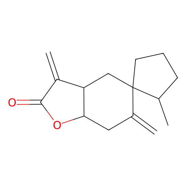 2D Structure of (2'S,3aR,5S,7aR)-2'-methyl-3,6-dimethylidenespiro[3a,4,7,7a-tetrahydro-1-benzofuran-5,1'-cyclopentane]-2-one