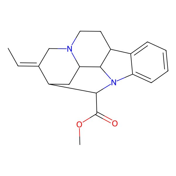 2D Structure of methyl (8R,13E,14S,16S,17S,18S)-13-ethylidene-1,11-diazapentacyclo[12.3.1.02,7.08,17.011,16]octadeca-2,4,6-triene-18-carboxylate