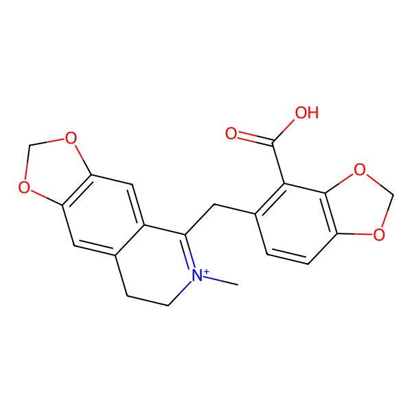 2D Structure of 5-[(6-Methyl-7,8-dihydro-[1,3]dioxolo[4,5-g]isoquinolin-6-ium-5-yl)methyl]-1,3-benzodioxole-4-carboxylic acid