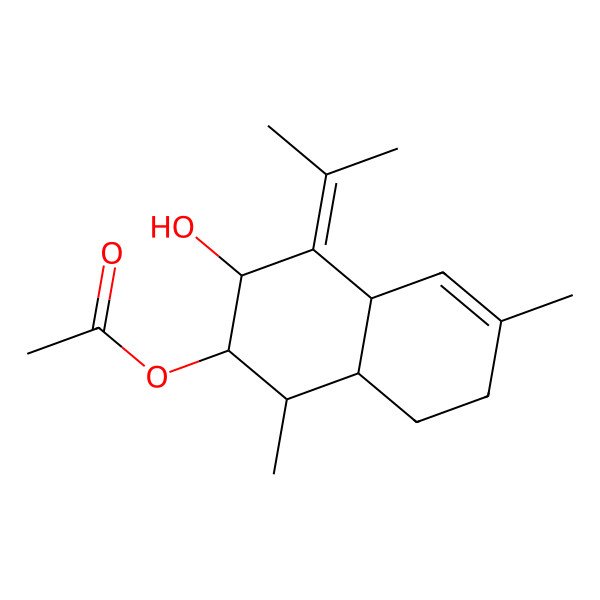 2D Structure of [(1R,2S,3R,4aR,8aS)-3-hydroxy-1,6-dimethyl-4-propan-2-ylidene-2,3,4a,7,8,8a-hexahydro-1H-naphthalen-2-yl] acetate