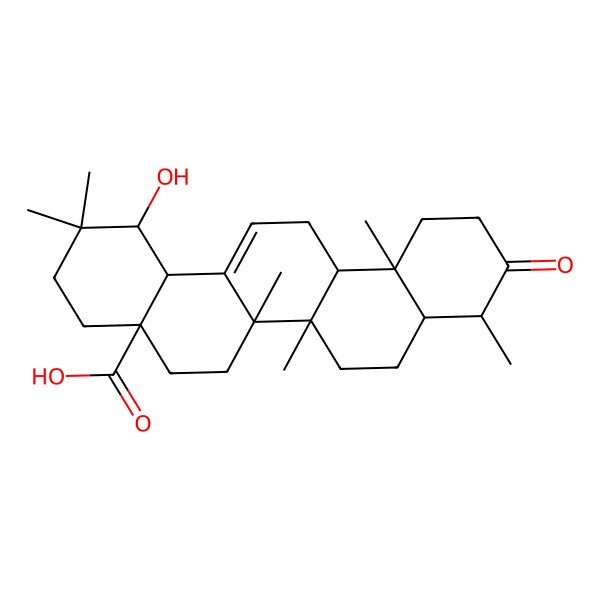 2D Structure of 1-Hydroxy-2,2,6a,6b,9,12a-hexamethyl-10-oxo-1,3,4,5,6,6a,7,8,8a,9,11,12,13,14b-tetradecahydropicene-4a-carboxylic acid