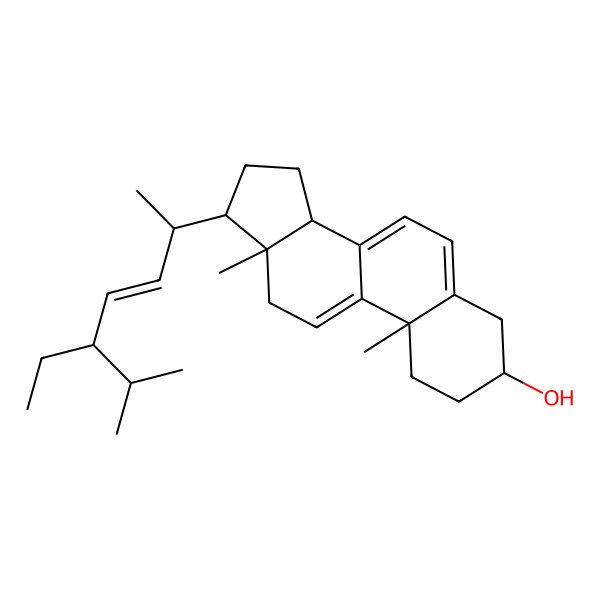 2D Structure of (3S,10S,13R,14R,17R)-17-[(E,2R,5R)-5-ethyl-6-methylhept-3-en-2-yl]-10,13-dimethyl-2,3,4,12,14,15,16,17-octahydro-1H-cyclopenta[a]phenanthren-3-ol