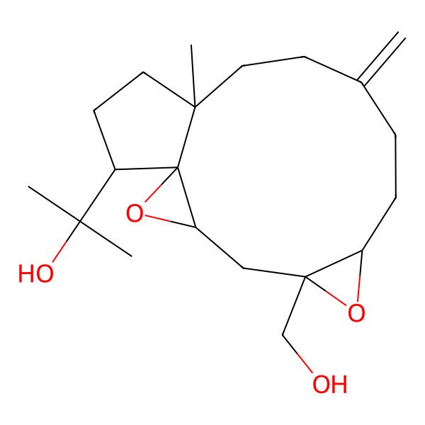 2D Structure of 2-[(1R,3S,5S,7R,13S,16S)-5-(hydroxymethyl)-13-methyl-10-methylidene-2,6-dioxatetracyclo[11.3.0.01,3.05,7]hexadecan-16-yl]propan-2-ol
