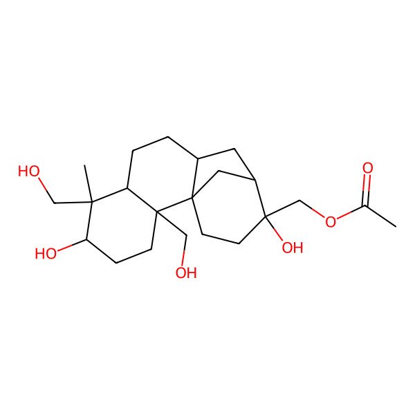 2D Structure of [5,13-Dihydroxy-2,6-bis(hydroxymethyl)-6-methyl-13-tetracyclo[10.3.1.01,10.02,7]hexadecanyl]methyl acetate