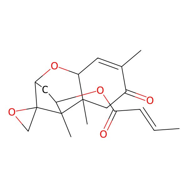 2D Structure of [(1S,2R,7R,9R,11R,12S)-1,2,5-trimethyl-4-oxospiro[8-oxatricyclo[7.2.1.02,7]dodec-5-ene-12,2'-oxirane]-11-yl] but-2-enoate