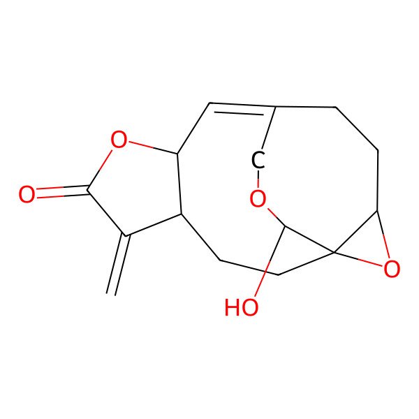 2D Structure of (1R,4S,8R,9Z,13R,15S)-15-hydroxy-5-methylidene-7,14,16-trioxatetracyclo[8.4.3.01,13.04,8]heptadec-9-en-6-one