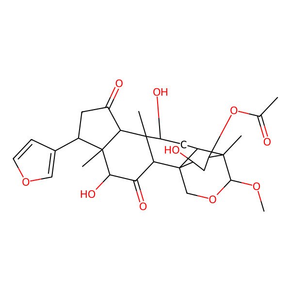 2D Structure of [(1S,2S,4R,5S,6S,9S,10S,11R,13R,14R,15S,18S,20R)-6-(furan-3-yl)-4,11,18-trihydroxy-15-methoxy-5,10,14-trimethyl-3,8-dioxo-16-oxapentacyclo[12.3.3.01,13.02,10.05,9]icosan-20-yl] acetate