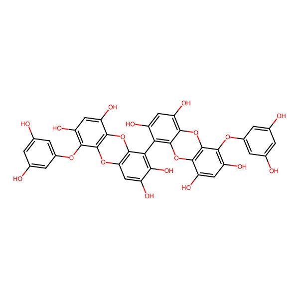 2D Structure of 4-(3,5-Dihydroxyphenoxy)-9-[6-(3,5-dihydroxyphenoxy)-2,3,7,9-tetrahydroxydibenzo-p-dioxin-1-yl]dibenzo-p-dioxin-1,3,6,8-tetrol