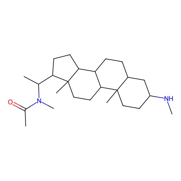 2D Structure of N-[1-[10,13-dimethyl-3-(methylamino)-2,3,4,5,6,7,8,9,11,12,14,15,16,17-tetradecahydro-1H-cyclopenta[a]phenanthren-17-yl]ethyl]-N-methylacetamide