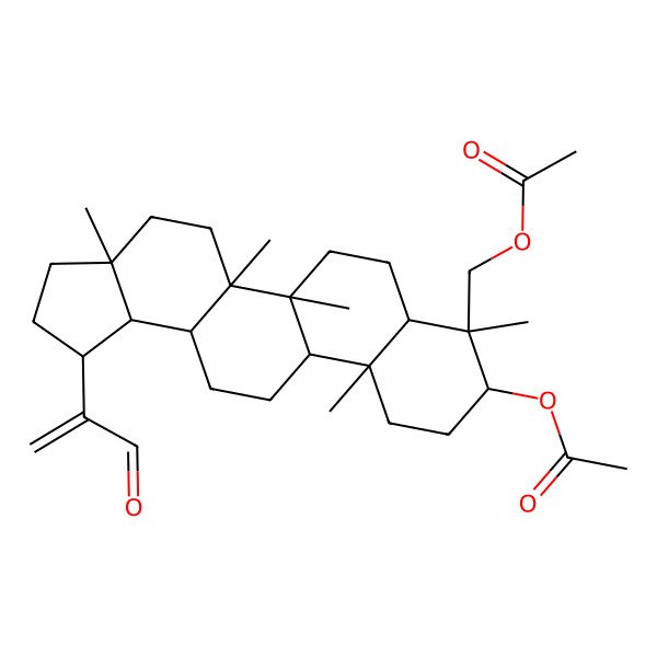2D Structure of [9-Acetyloxy-3a,5a,5b,8,11a-pentamethyl-1-(3-oxoprop-1-en-2-yl)-1,2,3,4,5,6,7,7a,9,10,11,11b,12,13,13a,13b-hexadecahydrocyclopenta[a]chrysen-8-yl]methyl acetate
