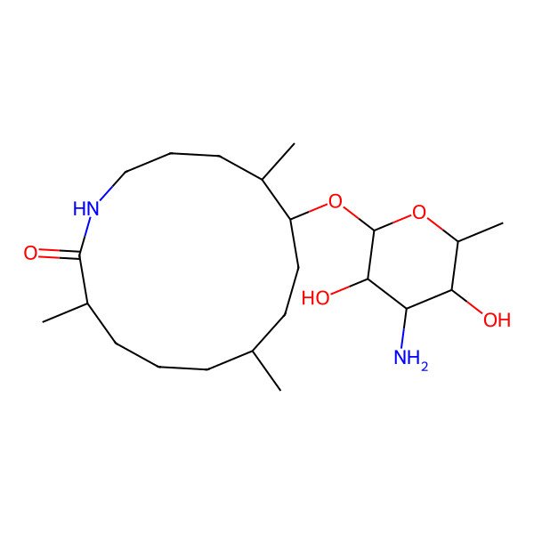 2D Structure of (3S,7S,10S,11R)-10-[(2S,3R,4S,5S,6R)-4-amino-3,5-dihydroxy-6-methyloxan-2-yl]oxy-3,7,11-trimethyl-azacyclotetradecan-2-one