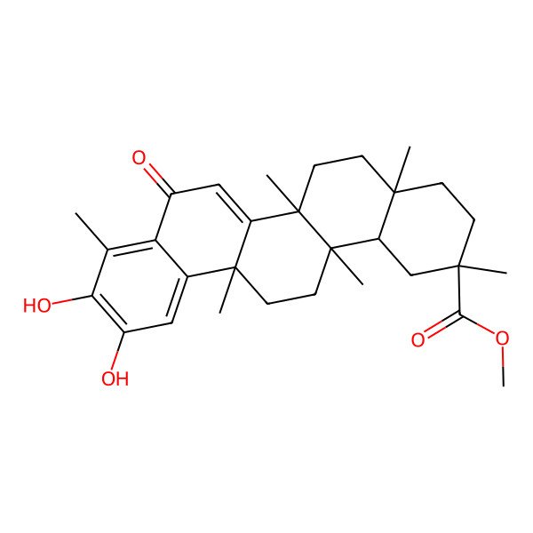 2D Structure of Methyl 10,11-dihydroxy-2,4a,6a,6a,9,14a-hexamethyl-8-oxo-1,3,4,5,6,13,14,14b-octahydropicene-2-carboxylate 2D Structure of Methyl 10,11-dihydroxy-2,4a,6a,6a,9,14a-hexamethyl-8-oxo-1,3,4,5,6,13,14,14b-octahydropicene-2-carboxylate