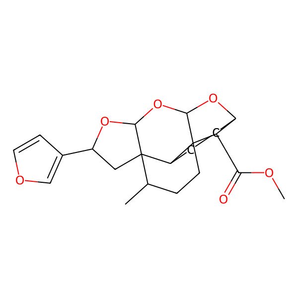 2D Structure of methyl (1S,4S,5S,7R,9R,11R,13R,16R,17R)-7-(furan-3-yl)-4-methyl-8,10,12-trioxapentacyclo[11.3.1.01,11.05,9.05,16]heptadecane-17-carboxylate
