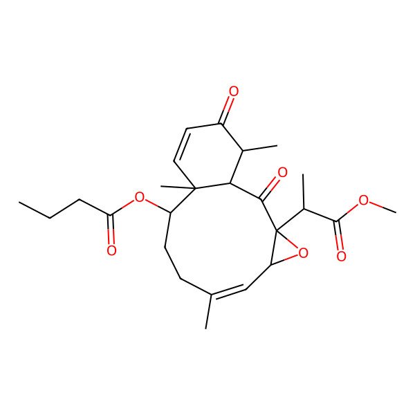 2D Structure of [(1S,3S,5R,6Z,10R,11S,15S)-3-[(2R)-1-methoxy-1-oxopropan-2-yl]-7,11,15-trimethyl-2,14-dioxo-4-oxatricyclo[9.4.0.03,5]pentadeca-6,12-dien-10-yl] butanoate