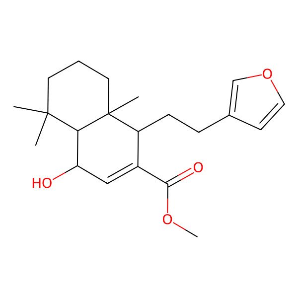 2D Structure of methyl (1R,4S,4aS,8aR)-1-[2-(furan-3-yl)ethyl]-4-hydroxy-5,5,8a-trimethyl-1,4,4a,6,7,8-hexahydronaphthalene-2-carboxylate