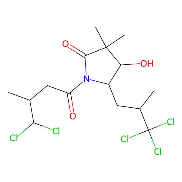 2D Structure of (4R,5R)-1-[(3R)-4,4-dichloro-3-methylbutanoyl]-4-hydroxy-3,3-dimethyl-5-[(2S)-3,3,3-trichloro-2-methylpropyl]pyrrolidin-2-one
