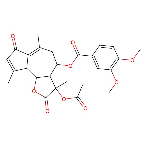 2D Structure of [(3S,3aR,4S,9aR,9bS)-3-acetyloxy-3,6,9-trimethyl-2,7-dioxo-4,5,9a,9b-tetrahydro-3aH-azuleno[4,5-b]furan-4-yl] 3,4-dimethoxybenzoate