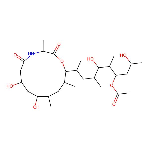 2D Structure of [9-(7,9-Dihydroxy-3,10,12-trimethyl-2,5-dioxo-1-oxa-4-azacyclotridec-13-yl)-2,6-dihydroxy-5,7-dimethyldecan-4-yl] acetate