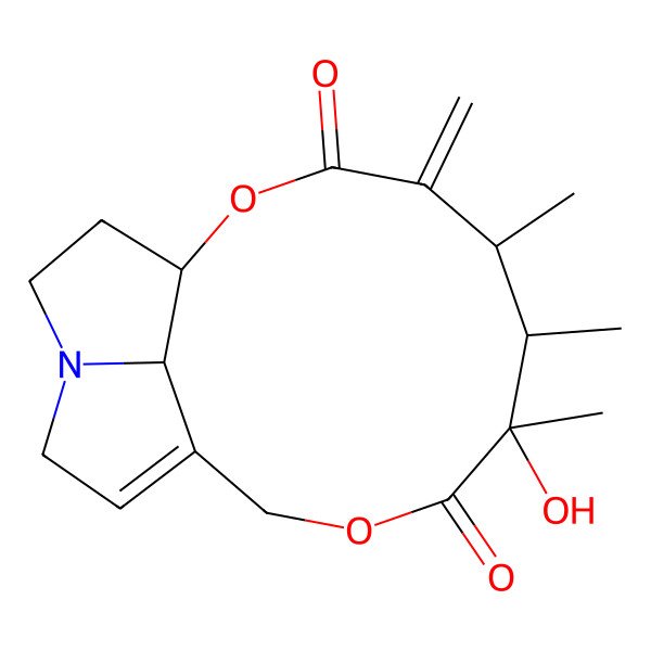 2D Structure of (1S,5R,6S,7S,17S)-7-hydroxy-5,6,7-trimethyl-4-methylidene-2,9-dioxa-14-azatricyclo[9.5.1.014,17]heptadec-11-ene-3,8-dione