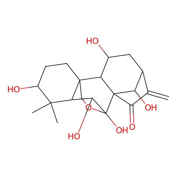 2D Structure of (1R,2S,3S,5S,8R,9S,10S,11S,13R,18R)-3,9,10,13,18-pentahydroxy-12,12-dimethyl-6-methylidene-17-oxapentacyclo[7.6.2.15,8.01,11.02,8]octadecan-7-one
