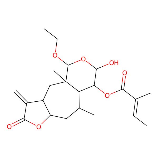2D Structure of (14-Ethoxy-12-hydroxy-1,9-dimethyl-4-methylidene-5-oxo-6,13-dioxatricyclo[8.4.0.03,7]tetradecan-11-yl) 2-methylbut-2-enoate