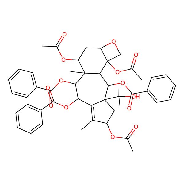 2D Structure of [5,11,16-Triacetyloxy-2,9-dibenzoyloxy-3-(2-hydroxypropan-2-yl)-6,10-dimethyl-14-oxatetracyclo[8.6.0.03,7.013,16]hexadec-6-en-8-yl] benzoate
