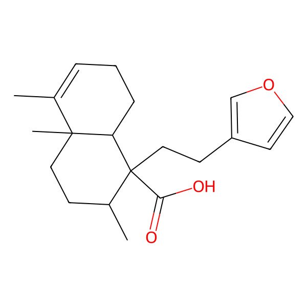 2D Structure of (1R,2R,4aR,8aS)-1-[2-(furan-3-yl)ethyl]-2,4a,5-trimethyl-2,3,4,7,8,8a-hexahydronaphthalene-1-carboxylic acid
