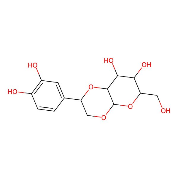 2D Structure of 2-(3,4-dihydroxyphenyl)-6-(hydroxymethyl)-3,4a,6,7,8,8a-hexahydro-2H-pyrano[2,3-b][1,4]dioxine-7,8-diol