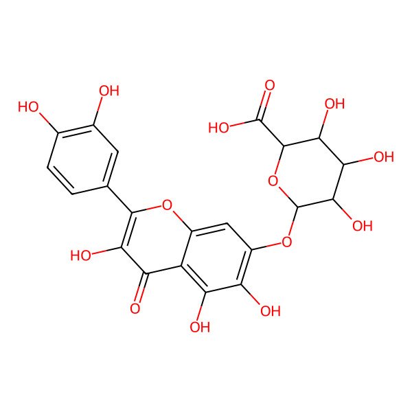 2D Structure of (2S,3S,4S,5R,6S)-6-[2-(3,4-dihydroxyphenyl)-3,5,6-trihydroxy-4-oxochromen-7-yl]oxy-3,4,5-trihydroxyoxane-2-carboxylic acid