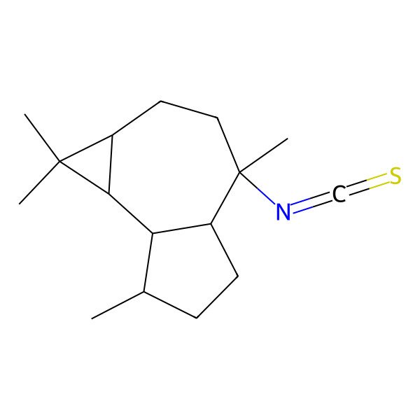 2D Structure of (1aS,4R,4aR,7S,7aR,7bR)-4-isothiocyanato-1,1,4,7-tetramethyl-2,3,4a,5,6,7,7a,7b-octahydro-1aH-cyclopropa[e]azulene
