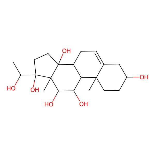 2D Structure of (3S,8R,9S,10R,11S,12S,13S,14S,17S)-17-[(1R)-1-hydroxyethyl]-10,13-dimethyl-2,3,4,7,8,9,11,12,15,16-decahydro-1H-cyclopenta[a]phenanthrene-3,11,12,14,17-pentol